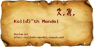 Kolláth Mendel névjegykártya